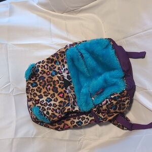 Leopard print cat kitty purrfect book bag backpack purple